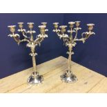Pair of modern Georgian style silver plated 5 branch candelabra by the Van Bergh silver plate