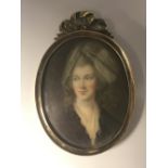 Miniature of C18th Georgian lady in black dress & shawl