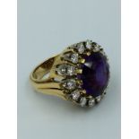 Large amethyst & diamond cocktail ring