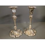 Pair Victorian plated candle sticks Elkington & Co