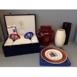 Faberge Odessa Martini Glass set, in large blue velvet presentation box, with paperwork,