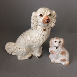 1 large 1 small Staffordshire style dogs
