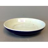 Oriental saucer dish decorated in deep blue 5 character mark to base