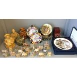 Qty of china to include Lilliput houses, Coalport plates, miniatures 'The World Of Peter Bates' &