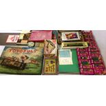 Assorted Vintage games including Totopoly 1950s Monopoly, cribbage boards, plastic model, Reeves oil