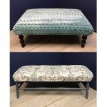 Decorative coffee table upholstered in a designer fabric 105 X 75cm & another grey painted