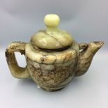 Chinese soapstone tea pot (damaged lid) 13 cm High