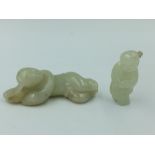 Chinese Jade carvings 1 of a boy 4cm 1 of a man 6.5cm (2)