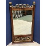 Wall mirror with attractive floral painted & gilt decoration 115 x 68cm