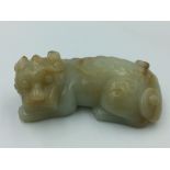 Chinese Jade carving of a recumbent Lion 9 x 5 cm