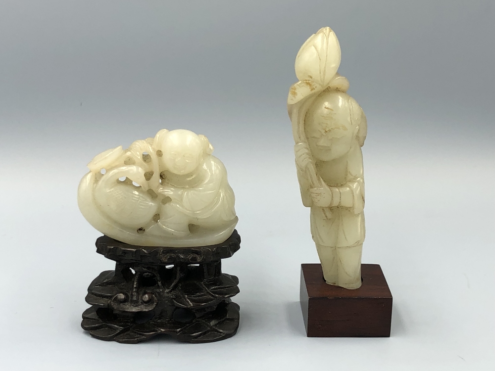 C19th Chinese jade carvings of children (2) Provenance of lots 1 to 26: Local Vendor – items have