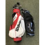 Set of golf clubs by Taylor made, circuit plus & others, red & white bag, childs clubs various