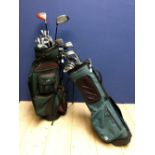 2 Golf bags containing a full range of clubs etc