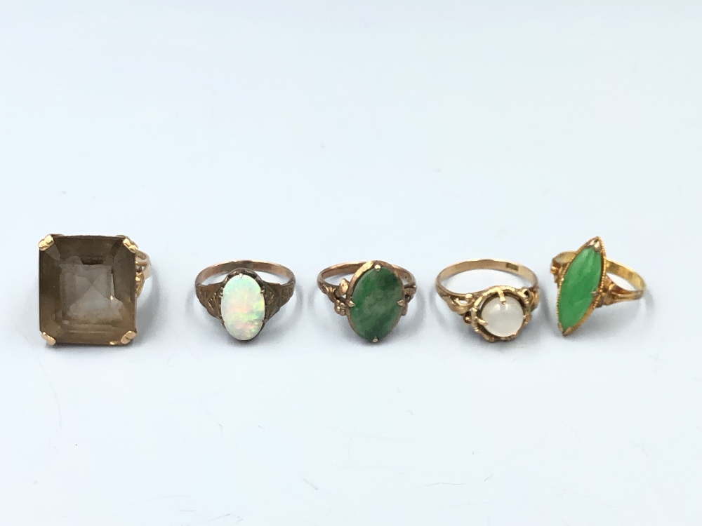 C20th Jewellery- including Opal & Jadeite rings, some stamped (5) Provenance of lots 1 to 26: - Image 3 of 3