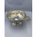 Victorian silver welcome bowl in Dutch style Repousse foliage masks and two pierced foliage