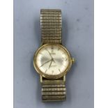 Gold plated Omega Seamaster De ville automatic gents wristwatch, champagne face with gold baton