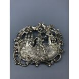 Large sterling silver brooch, pierced & raised decoration Birmingham 1903