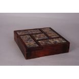 Chinese mother-of-pearl inlaid wood square box, 20cm wide.