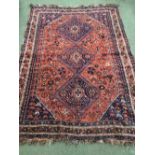 Kurdish rug, Northwest Persia,blue,red & brown with 3 medallions 193 x 280 cm