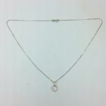 18ct White gold heart shaped diamond pendant necklace of 25 points