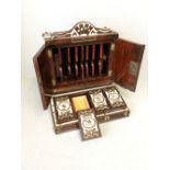 Southern European rosewood, bone & brass playing card press & store