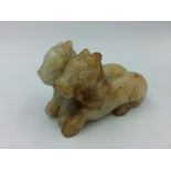 Chinese Jade carving of 2 Horses 7cm
