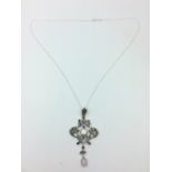 Silver belle epoque style opal set pendant necklace