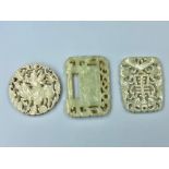 C19th Chinese jade plaques (3) Provenance of lots 1 to 26: Local Vendor – items have been stored
