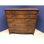 George III inlaid mahogany straight front chest of 5 drawers 98 w X 107h cm