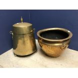 Dutch brass bucket/coal bin & brass log bin