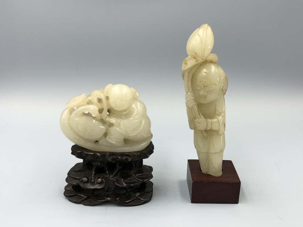 C19th Chinese jade carvings of children (2) Provenance of lots 1 to 26: Local Vendor – items have - Image 3 of 3