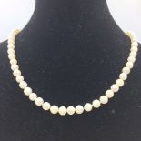 Cultured pearl single strand necklace with 14ct yellow gold clasp