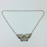 Silver & Plique A Jour Butterfly necklace
