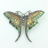 Silver Plique A Jour Butterfly brooch