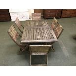 Wooden garden table & 6 chairs