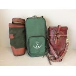 Holland & Holland (USA) leather double bottle carrier, with a leather & canvas bottle carrier, &