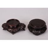 Two Chinese carved Zitan stands, one bearing 'John Sparks Ltd' label (2)