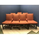 Set of good 8 large upholstered armchairs (red upholstery v worn in areas)