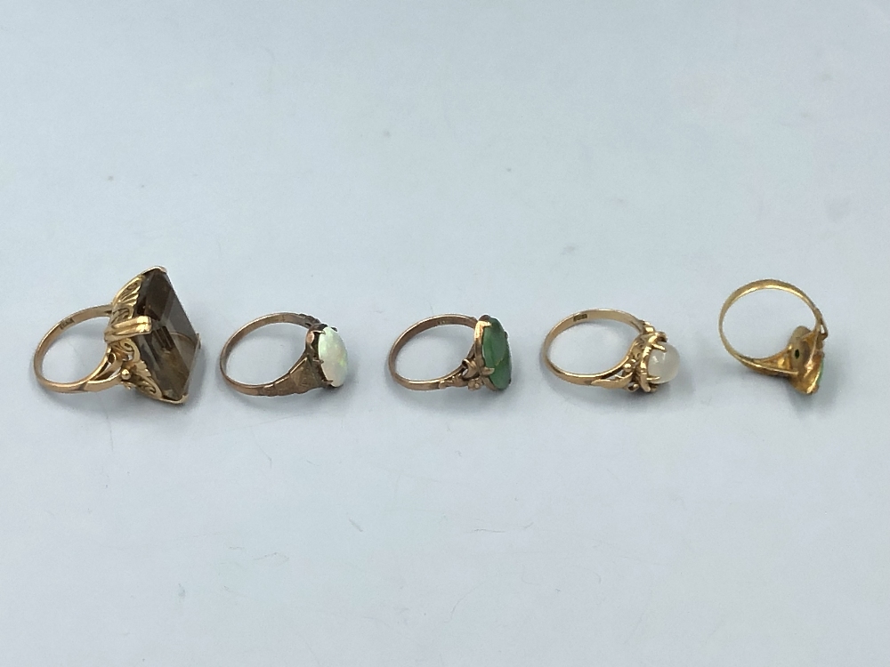 C20th Jewellery- including Opal & Jadeite rings, some stamped (5) Provenance of lots 1 to 26: - Image 2 of 3