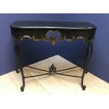 Black metal french style console table 92cm w