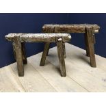 2 C20th wooden sawhorses