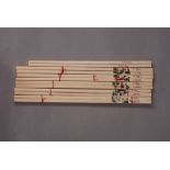 Six pairs of Chinese ivory chopsticks decorated with phoenix and landscapes. (6)