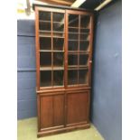 Victorian oak half glazed bookcase 100l x 222h cm