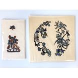 Mounted applique work Chinese panels 20 x 20 cm & 10 x 18 cm