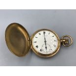 Gold plated full hunter pocket watch