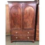 George III wardrobe with hanging rail, above 2 drawers to base 205 h X 125 w cm