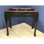 Chinese rosewood table (missing inserts) 78h x 90 x 48cm