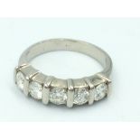 Platinum set, 5 stone diamond ring of 1.2cts approx, size I