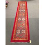 Antique Anatolian Oushak runner 4.35 X 0.98m