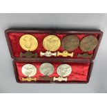 Boxed set of commemorative medals 1905-1910 Edward VII & a 1911 medal and bar titled 'The Kings